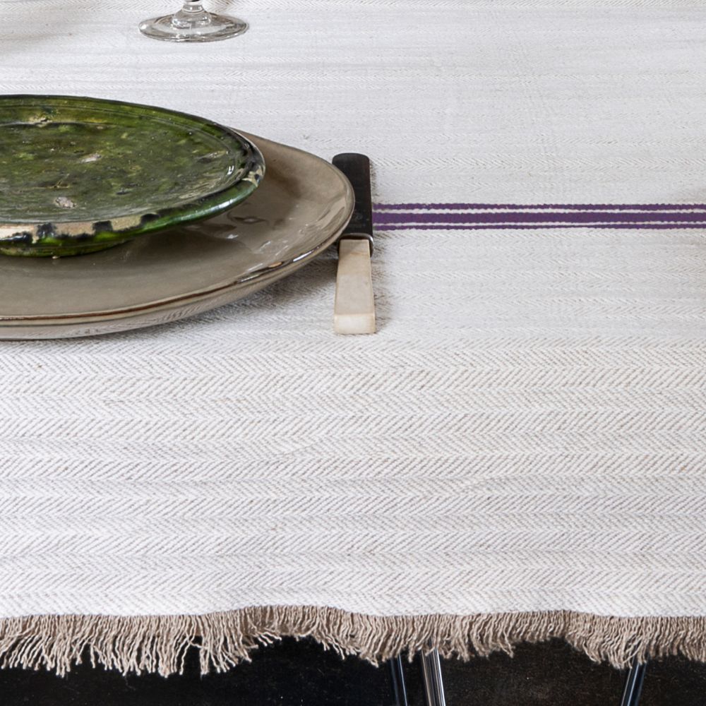 #ART22 LINEN & COTTON TABLE CLOTH/PLAID FIG